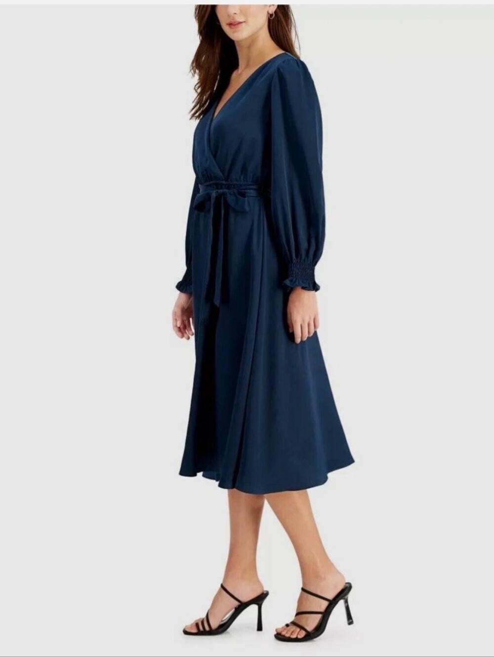 NWT Size 18/20 Turquoise Long Sleeve Satin Fit & Flare w/ Belt Taylor